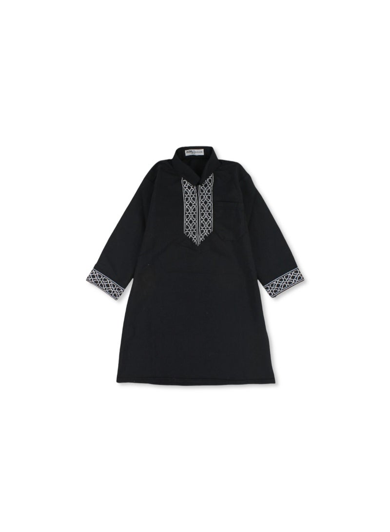 اوركيدز جلباب رمضاني بأكمام طويلة من القطن للأولاد الصغار - أسود - Image 1